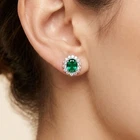 Magnificent Vivid Green Emerald 3.90Ct 925 Sterling Silver White Gold Earrings