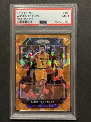 2021-22 Panini Prizm Austin Reaves #165 (RC) Orange Ice PSA 9 Mint 
