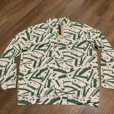 NEW Swing Juice Mens Golf Performance UPF 50+ 1/4 Zip Shirt L Abstract Brush Art