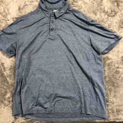 G.H. Bass & Co Polo Shirt Mens Large Blue Space Dye Short Sleeve Performance