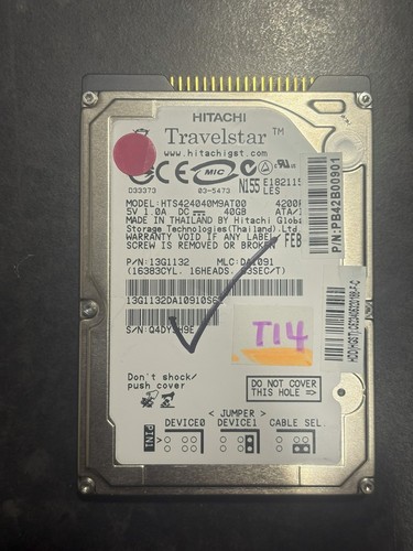 Hitachi Travelstar HTS424040M9AT00 40GB HDD IDE FESTPLATTE 2,5".