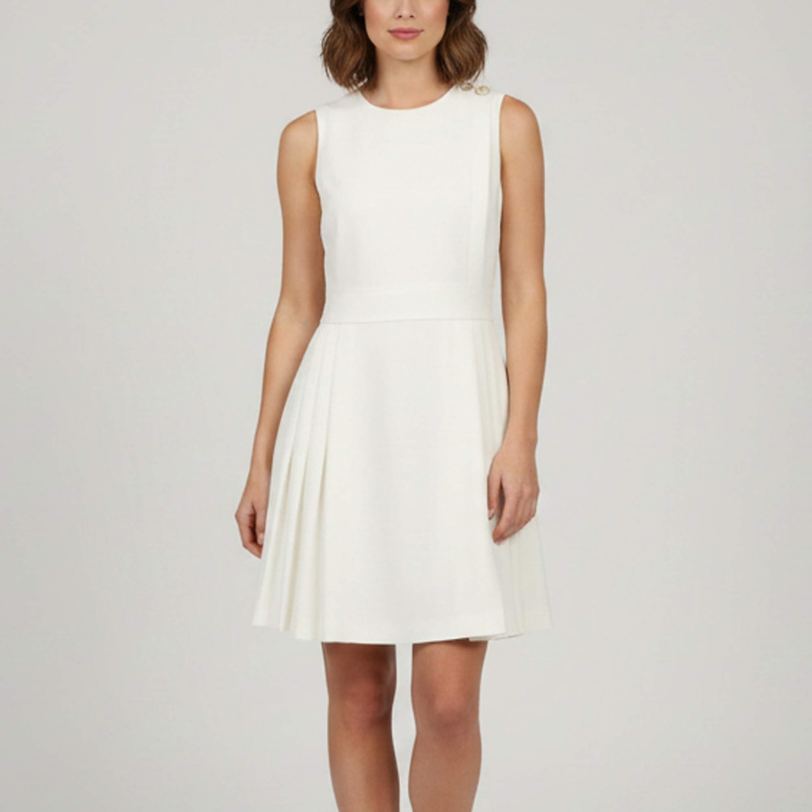 Alexander McQueen Off White Crepe Pleated Short Dress M