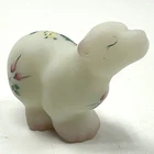 Fenton Hand Painted Rose Polar Bear Figurine Satin White Art Glass Vintage