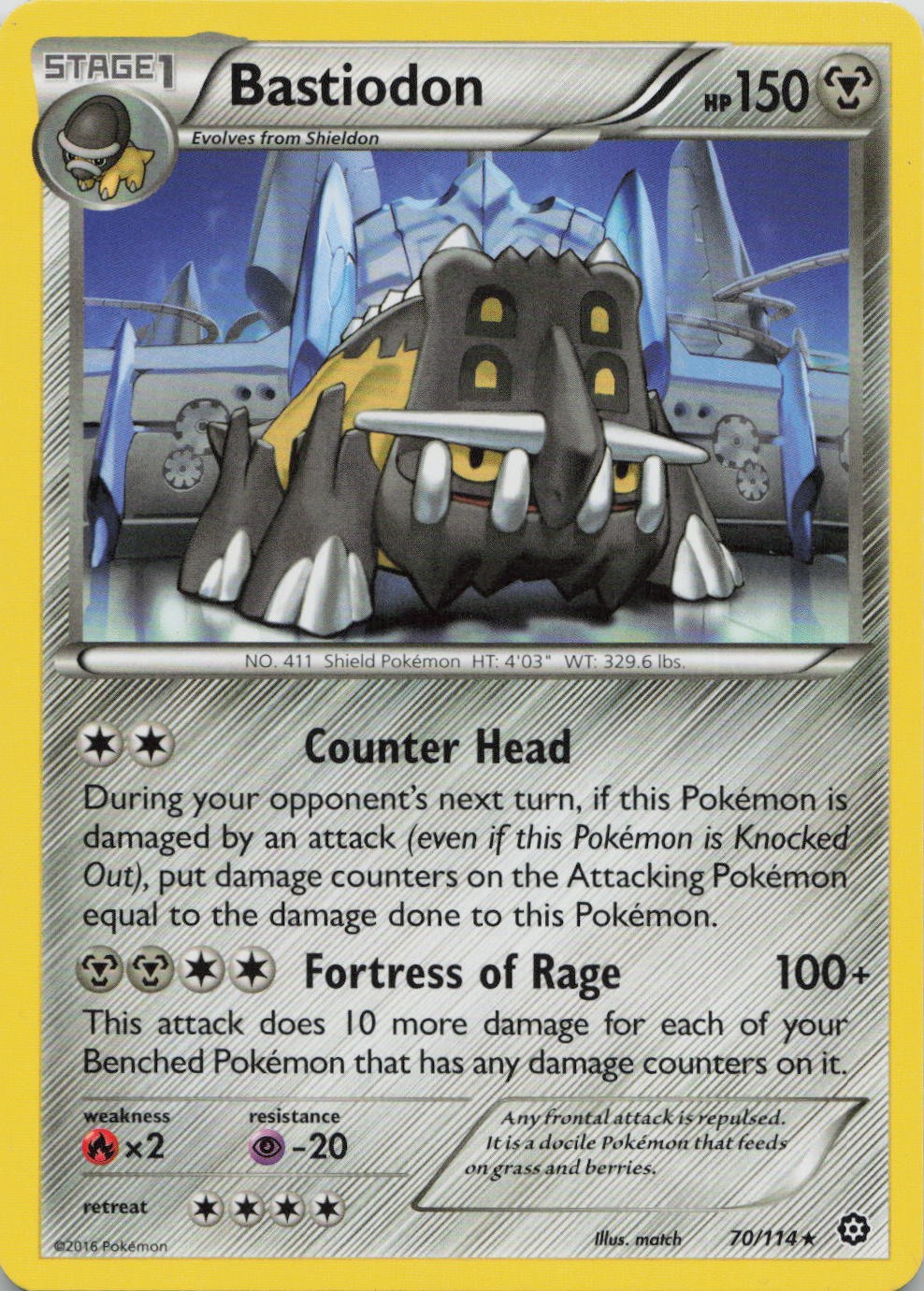 Bastiodon 70/114 Rare Steam Siege Pokemon Near Mint