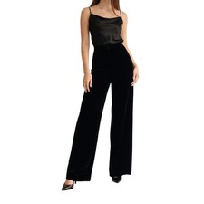 VINTAGE Velvet Wide Leg Evening Pants Silk Blend Fully Lined Black Dressy 4