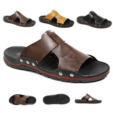 Men Sandals Beach Classics Leather Slides Outdoor Flip Breathable