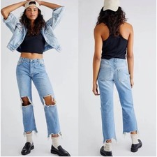 Free People Maggie Mid-Rise Straight-Leg Jeans Size 27