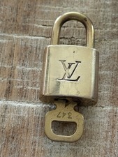 347 Authentic LOUIS VUITTON Lock Key set Padlock brass Unpolished LV