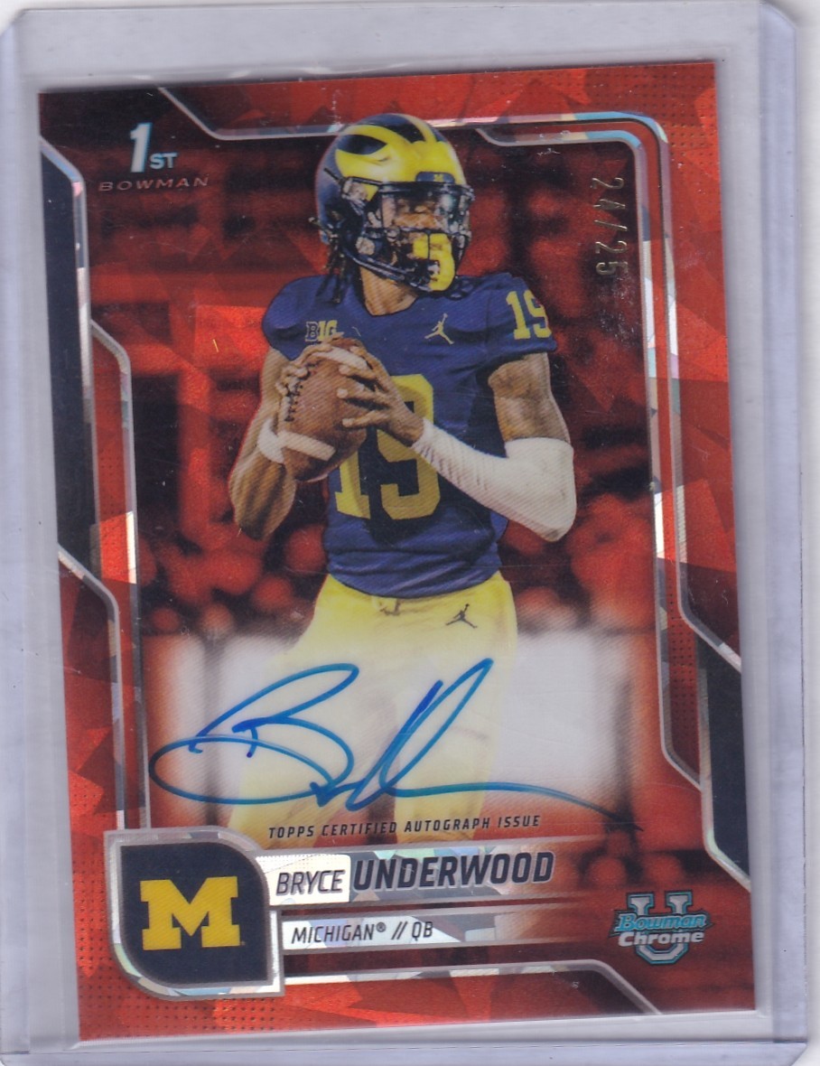 2025 Bowman Chrome U Sapphire Bryce Underwood 1st Orange ON CARD Auto /25