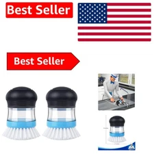 Elegant Navy/Blue Soap Dispensing Palm Brush Set for Effortless Kitchen Cleaning