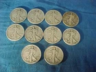 10-US Coins SILVER  LIBERTY WALKING HALF DOLLARS Various Dates Lot 4