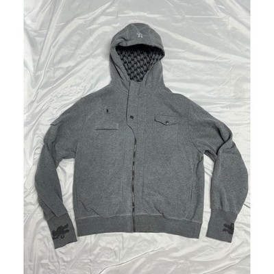 The Drinking Jacket V.2 Zip Up Hoodie Gray Mens XL Utility Pockets Monkey Print