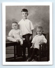 Old Vintage Photo BOYS GIRL SIBLINGS FORMAL PORTRAIT ANTIQUE PICTURE