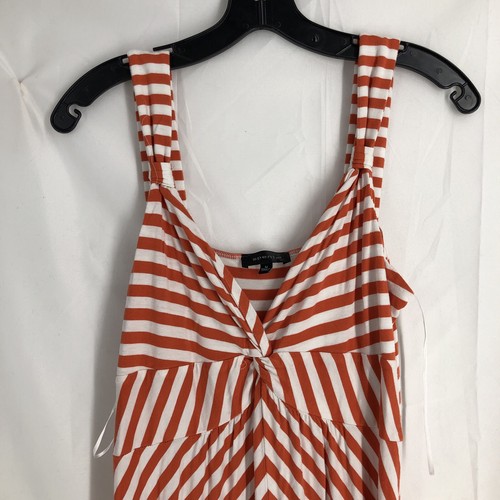 Spense Dress Womens Size Medium Orange Maxi Sleeveless White Striped - Picture 3 of 6