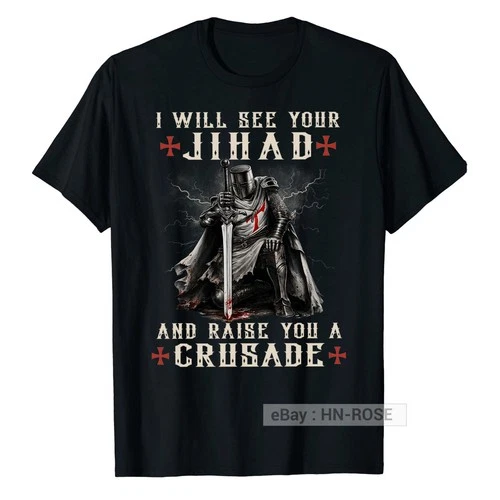 Templar Knight T-shirt Christian Warrior Crusader Medieval Armor Shield Battle