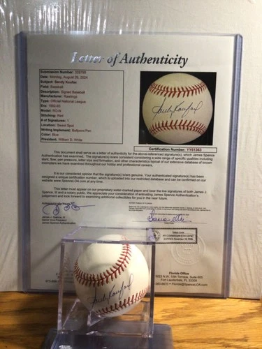 SANDY KOUFAX SIGNED BASEBALL JSA LOA