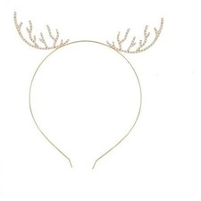 Guqqeuc Christmas Antler Headband for Xmas Party Tiara for Women Gold