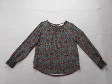 Loft Women Tops S Multicolor Floral Smocked Cuff Long Sleeve Round Neck Casual