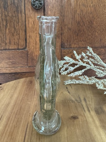 Bottiglia di vetro trasparente vintage viso sole vaso bocciolo mod celeste bottiglia profonda 7" - Foto 4 di 9