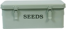 Seed Storage Box Metal Container Organizer, 4-Compartment Garden Seed Box with S