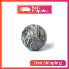 100Pcs Natural Stone 8mm Grey Map Round Loose Gemstone Energy Healing Beads Hole