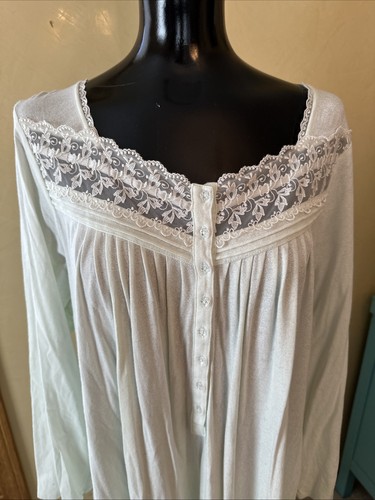 Camisón Eileen West Tejido Algodón Manga Larga Cottagecore L Encaje Verde - Imagen 2 de 3