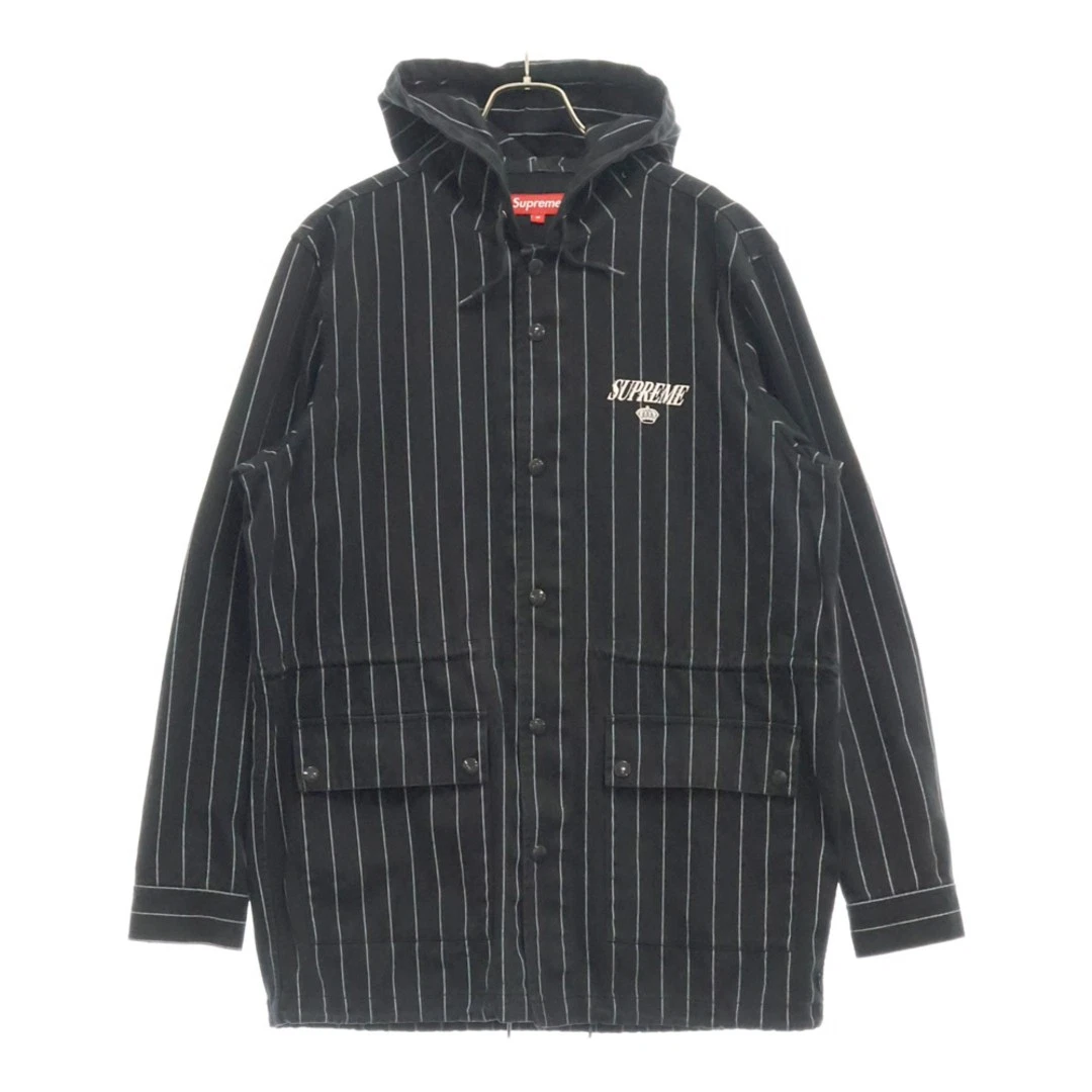 Veste à capuche rayée logo imprimé sergé à rayures SUPREME 13AW parka occasion b527aec