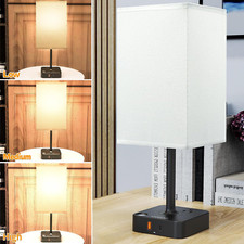 Table Lamp Dimmable USB Bedside Table Desk Lamp with 2 USB Charging Port A C...