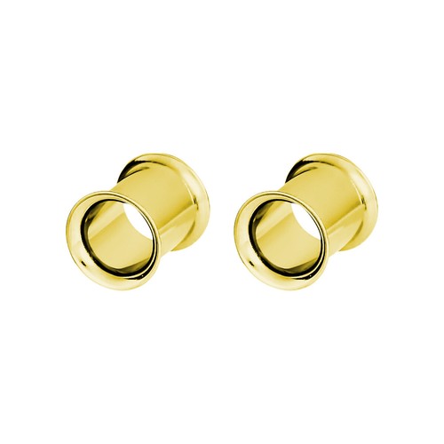 Pair of Surgical Steel PVD Gold Double Flare Ear Tunnels Earlets Gauges Plugs - Picture 41 of 109