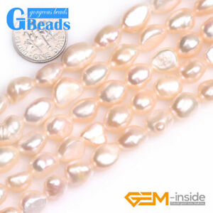 9-10mm Freeform Freshwater Pearl Gemstone Rice Beads For Jewelry Making 15" GB 