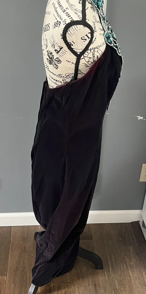 Vestido de Colección Baile de graduación Zum Zum Negro Terciopelo Verde Esmeralda Lentejuelas Talla 13/14 Halter Top Foto 4 de 4