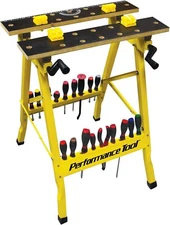 Folding Workbench Portable Vise Garage Steel Work Table Workshop Tool Storage