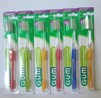 (6) GUM #317 Sunstar Post-Surgical toothbrushes Super Soft -BEST PRICE ONLINE!!