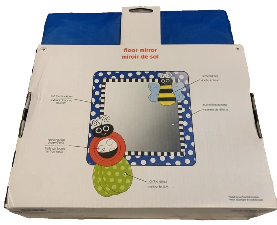 Espelho de chão Sassy Tummy Time brinquedo essencial para bebê recém-nascido 0-24m - Imagem 2 de 2