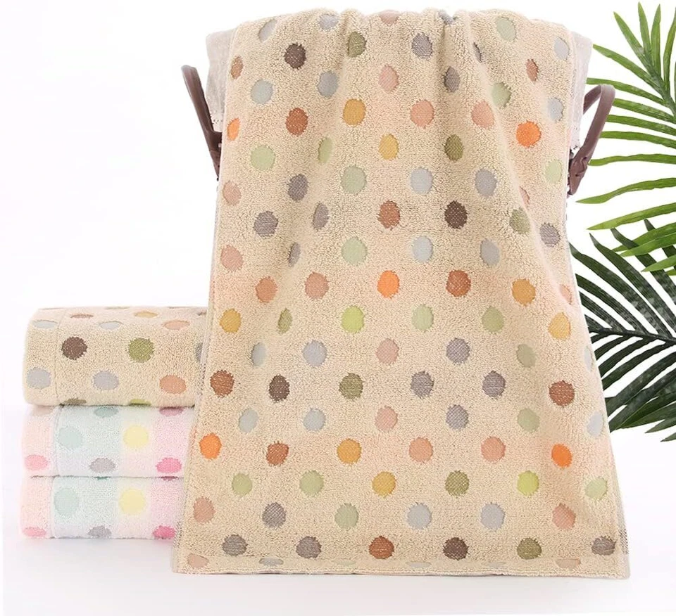 Hand Towels Set Colorful Polka Dot Pattern 100% Cotton Soft Absorbent Towel - Image 3 of 4