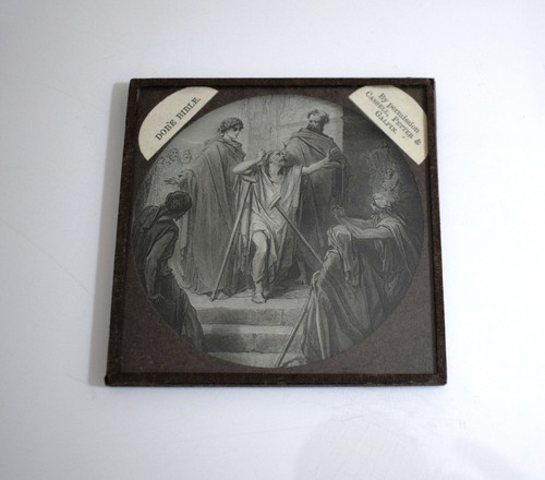 San Pedro y San Juan en la Hermosa Puerta C1890 Linterna Mágica Diapositiva BIBLIA DORE - Imagen 2 de 3