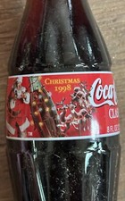 Coca-Cola 8 oz Christmas 1998 Full Bottle Santa and Reindeer