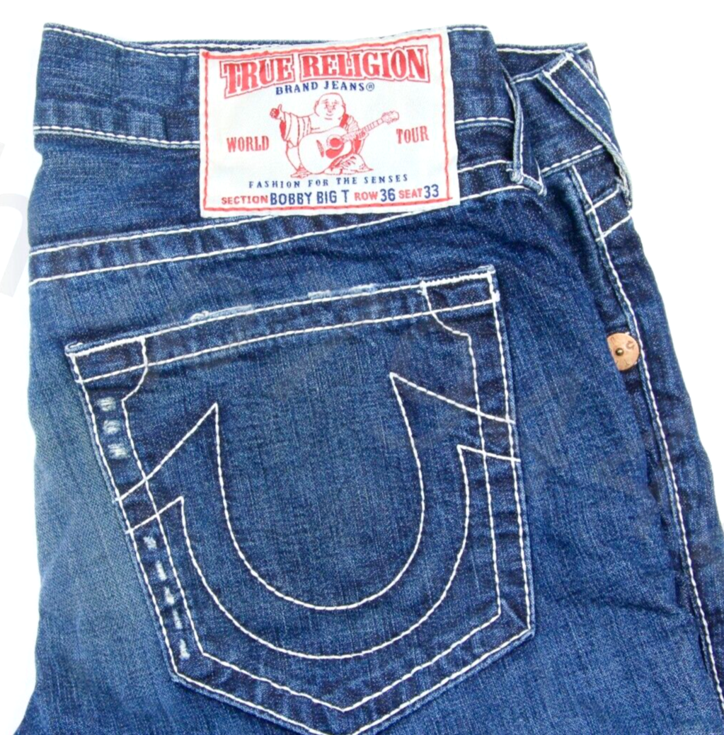 バタートースト TRUE RELIGION BOBBY SUPERT 36 TRUE RELIGION Jeans Bobby Big T Blue Denim 36 X 33 Lightly
