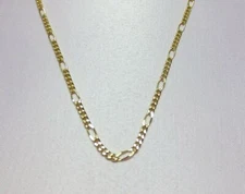 14KT  GOLD PLATED 15 INCH 2MM FIGARO CHILDRENS DESIGNER COMFORTABLE  NECKLACE