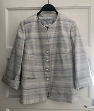 Ladies Smart Blazer Size S By ElÉgance Paris Ae -white &silver, Jewel Buttons