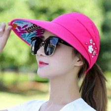 Women Summer Visor Hat Sun Wide Brim Cap Beach Uv Straw Protection Ladies Cover