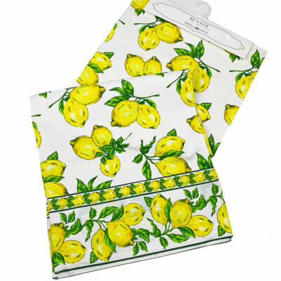 Lemons Lemon Tree 90'' Cotton Table Runner ~ Artist, April Cornell