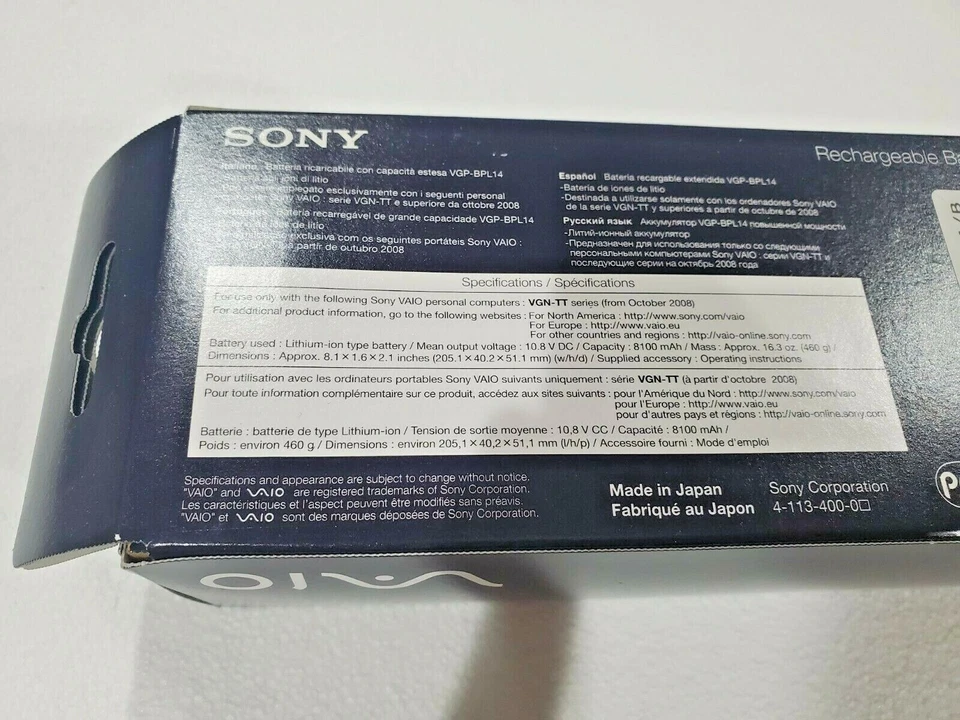 NUEVA Batería Original Sony VAIO VGN-TT Series Gran Capacidad para Laptop VGP-BPL14 Foto 3 de 3