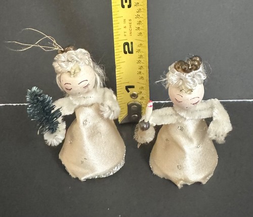 Vintage Antique Spun Cotton Angel Christmas Bottle Brush Tree Candle Putz Lot 2 - Picture 5 of 14