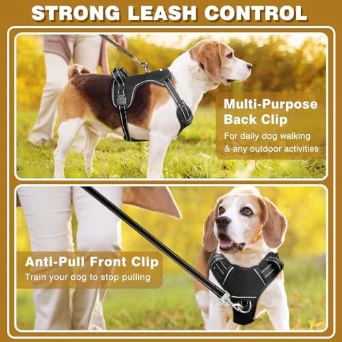 Dog Harness No Pull, Adjustable Pet Vest with X-Large Black(no collar)