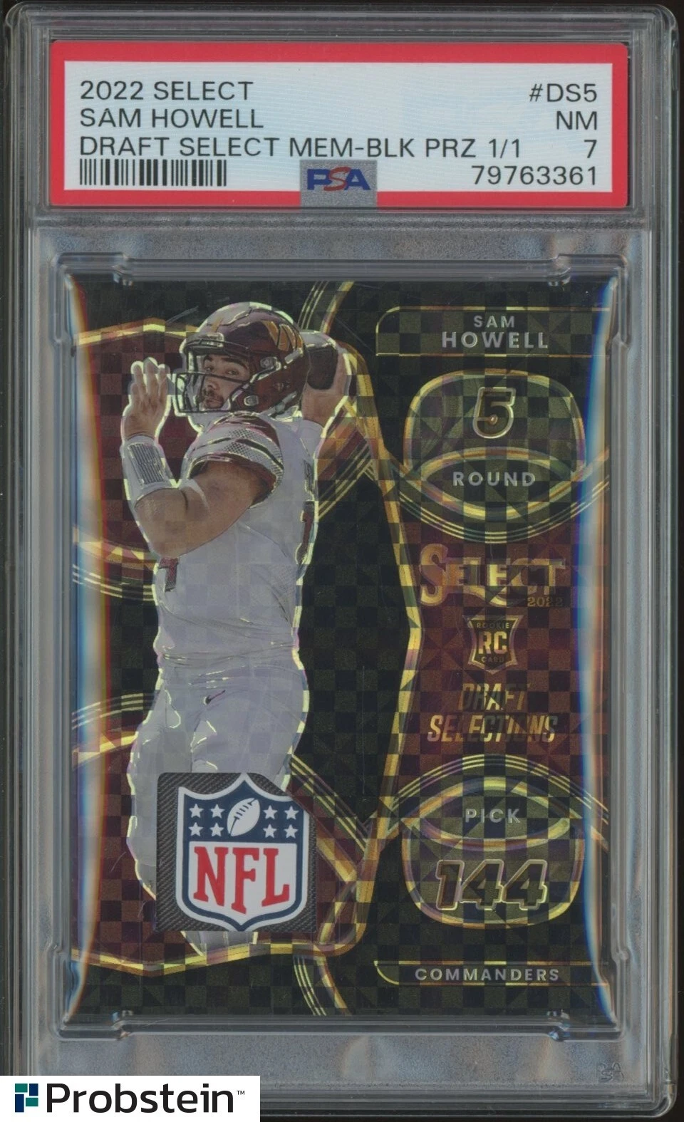 Sam Howell Panini Select Draft Selections Memorabilia #DS5 Black Prizm 1/1