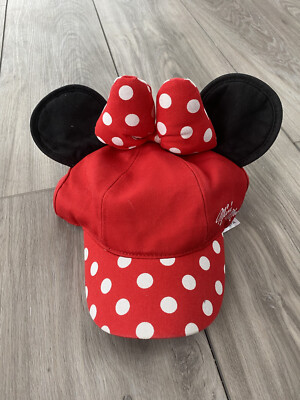 Disney Minnie Mouse Polka Dot Baseball Hat Cap Bow W/ Ears  display picture 1