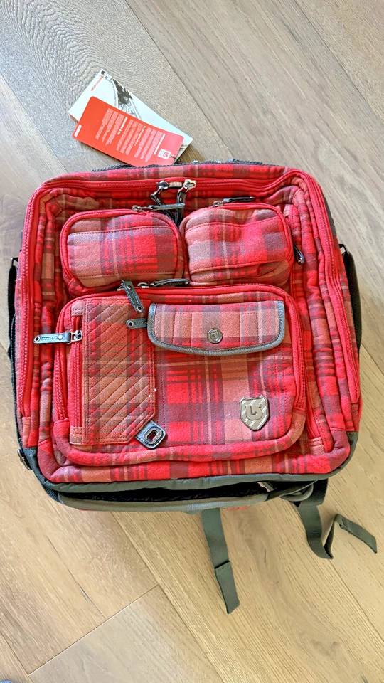 (CANTIDAD: 4) BOLSO DJ BURTON NUEVO CON ETIQUETAS FW FRANELA ROJA VERDADERA A CUADROS, VINTAGE Foto 2 de 4