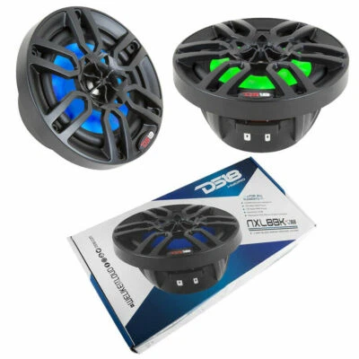 DS18 NXL8BK Hydro 8" Black Marine Speakers UTV ATV Boat RGB LED Lights 1 Pair