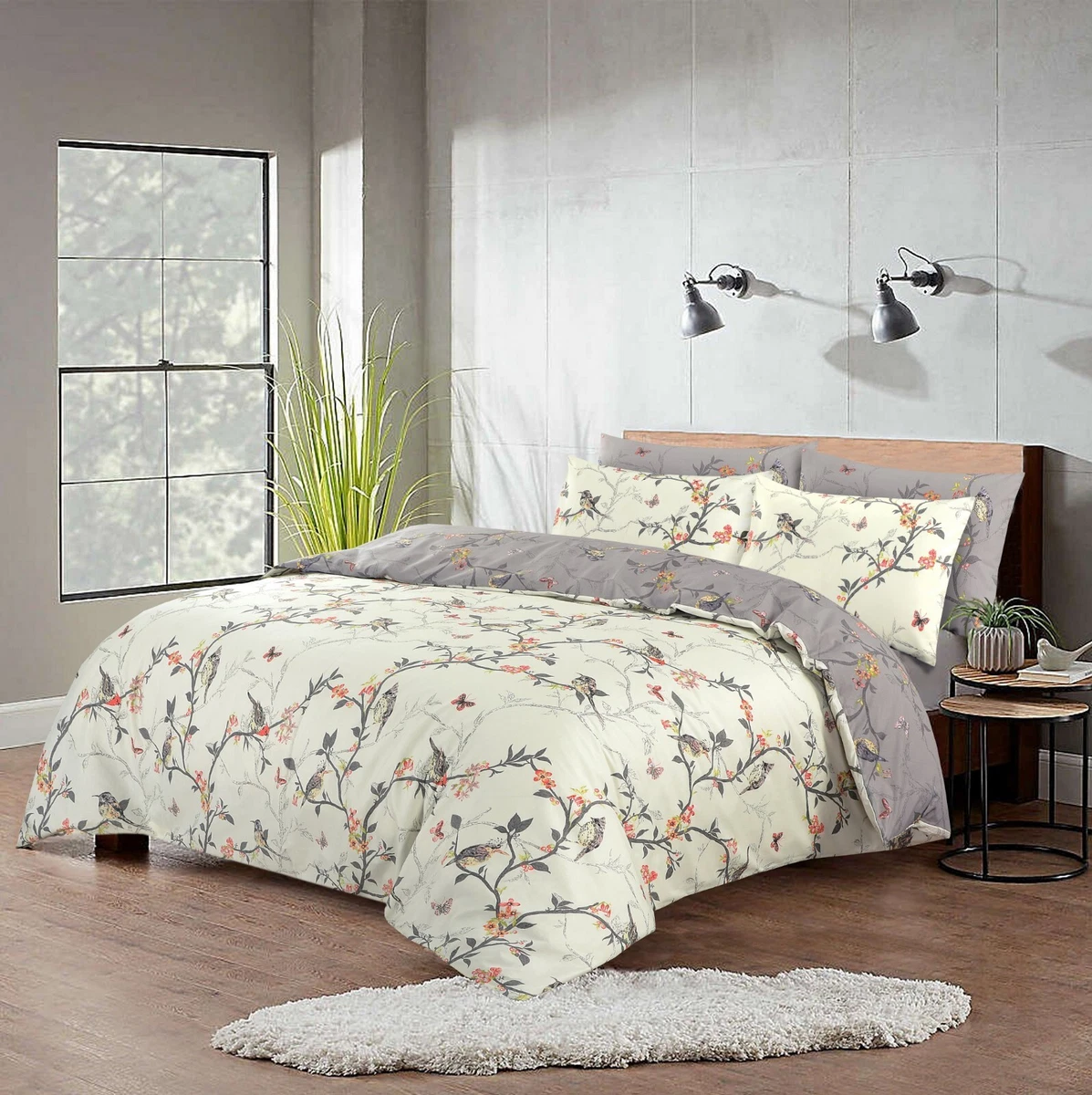 FLORAL DUVET COVER QUILT SET 100% EGYPTIAN COTTON BEDDING SETS DOUBLE KING